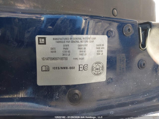 Продаж на аукціоні авто 2009 Chevrolet Cobalt Lt, vin: 1G1AT55H397100730, номер лоту: 12522162