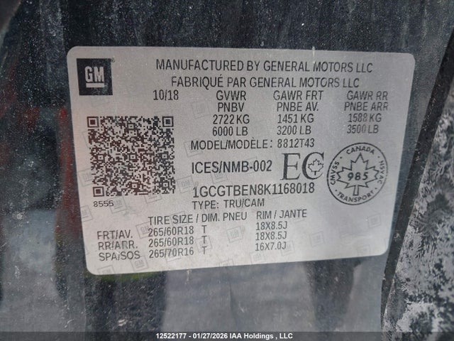 1GCGTBEN8K1168018 Chevrolet Colorado Wt