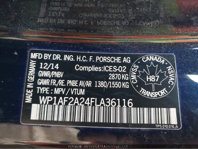 WP1AF2A24FLA36116 Porsche Cayenne Diesel