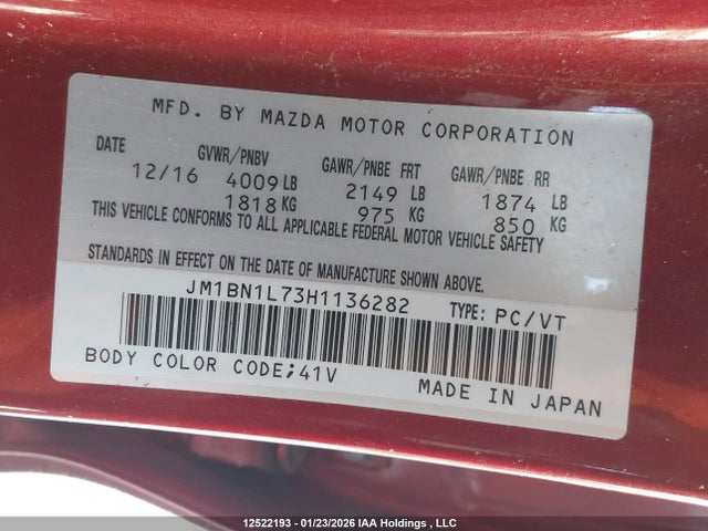 Mazda 3 TOURING 2017 JM1BN1L73H1136282 Image 9