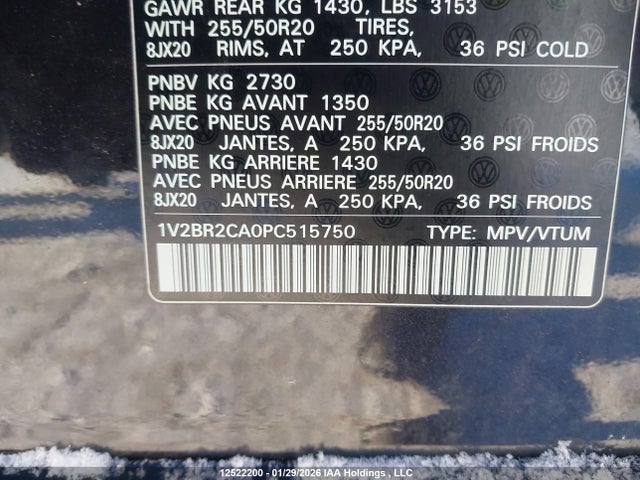 1V2BR2CA0PC515750 Volkswagen Atlas 3.6 Fsi Highline