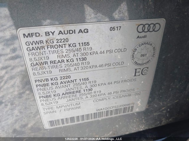 WA1GCCFS2JR004672 Audi Q3 2.0t Technik