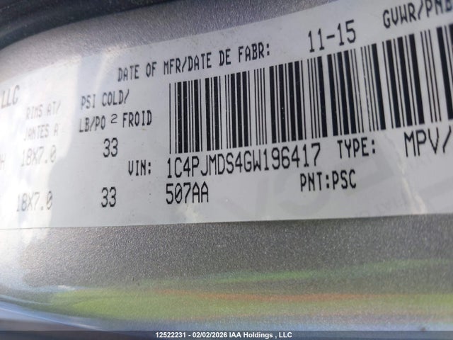 1C4PJMDS4GW196417 Jeep Cherokee Limited