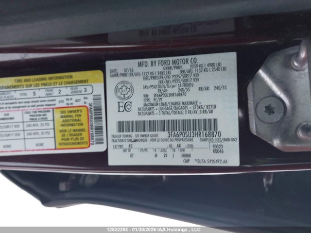Ford Fusion Energi Titanium 2017 3FA6P0SU3HR168870 Image 9