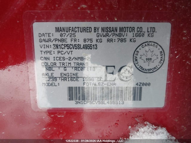 3N1CP5CV5SL495513 Nissan Kicks Play Sv