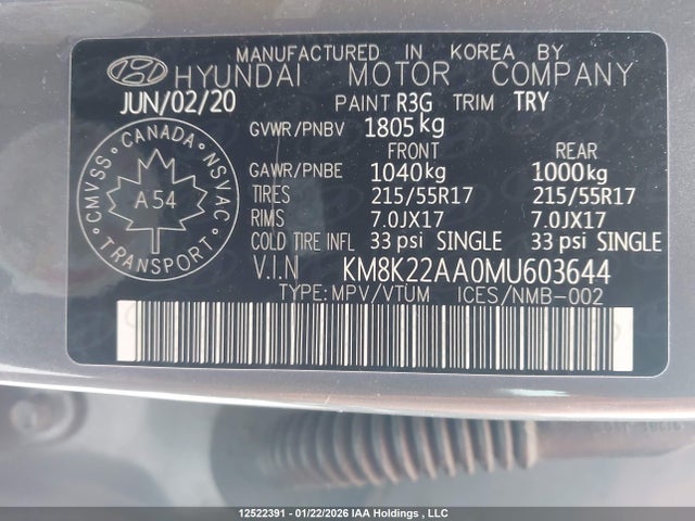 KM8K22AA0MU603644 Hyundai Kona Sel
