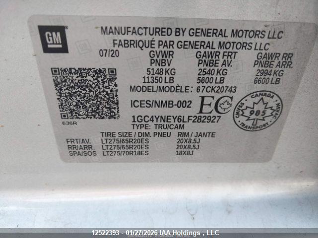 Aukcja sprzedaży 2020 Chevrolet Silverado 2500hd, vin: 1GC4YNEY6LF282927, numer aukcji: 12522393