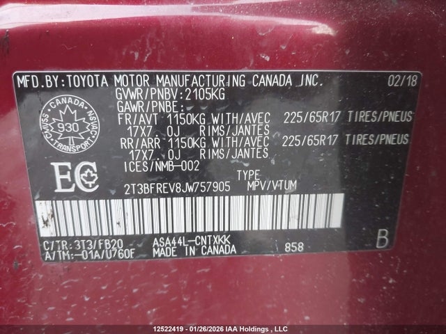 Toyota RAV4 LE 2018 2T3BFREV8JW757905 Image 19