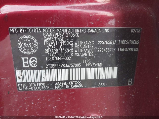 Toyota RAV4 LE 2018 2T3BFREV8JW757905 Image 9