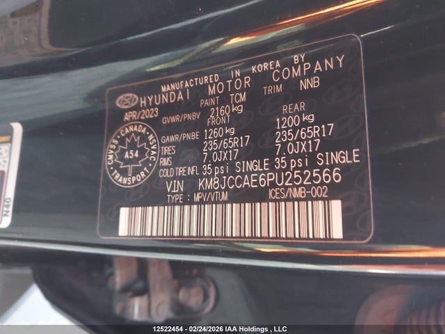 Продаж на аукціоні авто 2023 Hyundai Tucson Preferred Awd With Trend Package, vin: KM8JCCAE6PU252566, номер лоту: 12522454