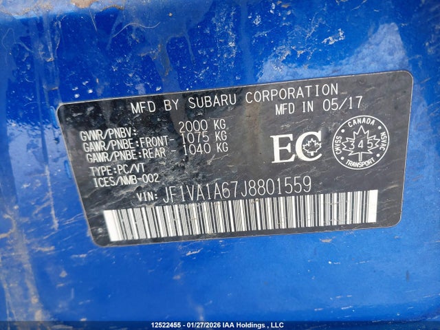 Subaru WRX 2018 JF1VA1A67J8801559 Image 19