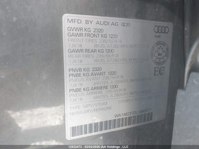WA1AECF33L1082677 Audi Q3 PREMIUM