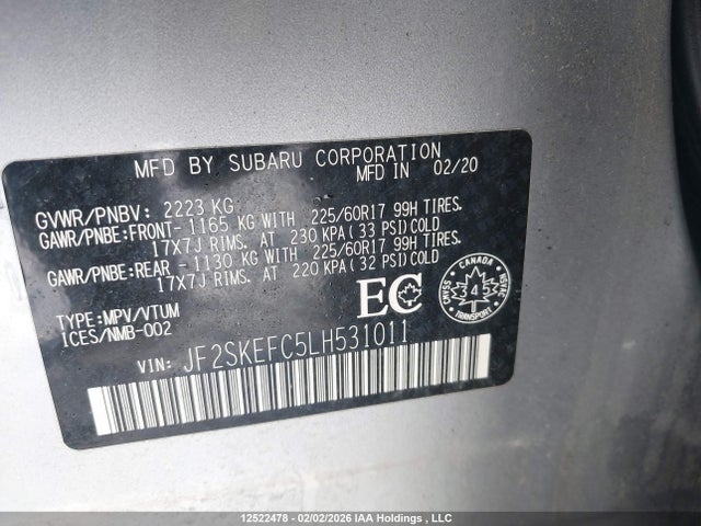 JF2SKEFC5LH531011 Subaru Forester Convenience