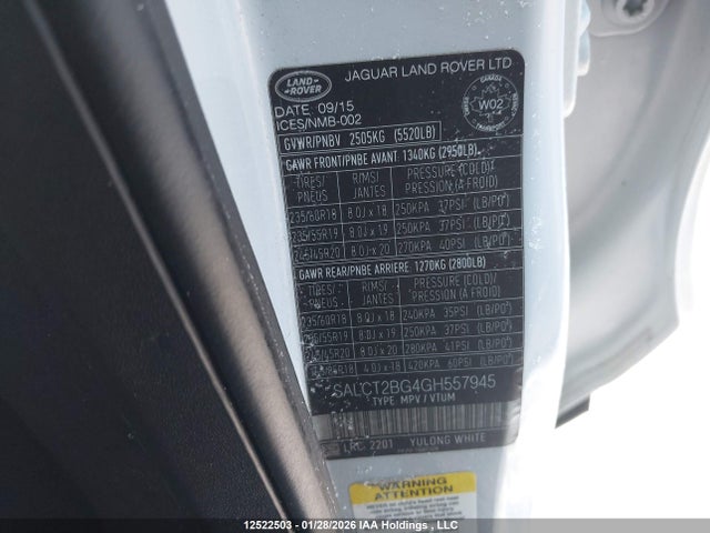SALCT2BG4GH557945 Land Rover Discovery Sport Hse Luxury