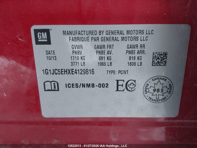 1G1JC5EHXE4129816 Chevrolet SONIC LT