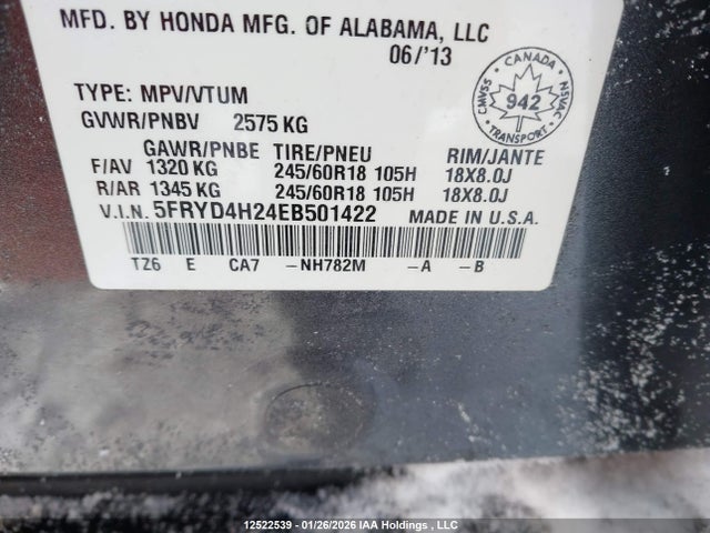 Acura MDX 2014 5FRYD4H24EB501422 Image 9