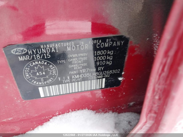 KMHD35LH8GU268302 Hyundai ELANTRA GT