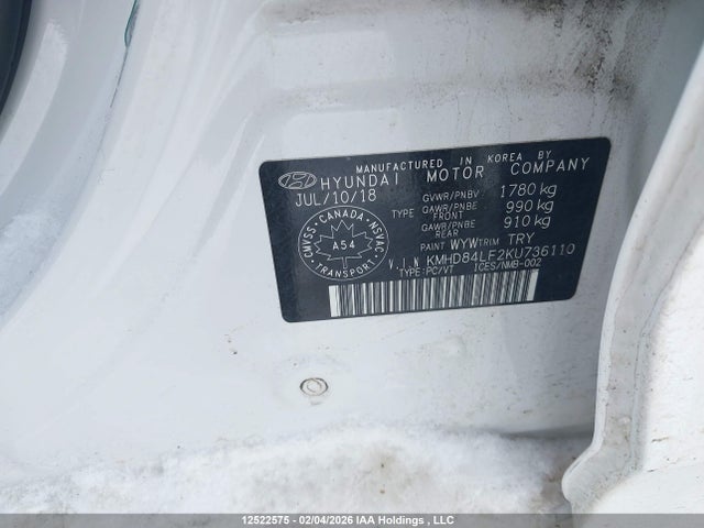 KMHD84LF2KU736110 Hyundai Elantra Preferred