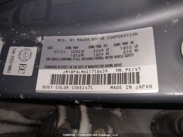 JM1BPALM6S1758639 Mazda Mazda3 Gs