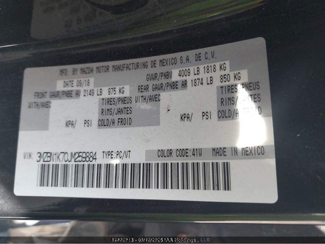 3MZBN1K70JM259884 Mazda Mazda3 Gx