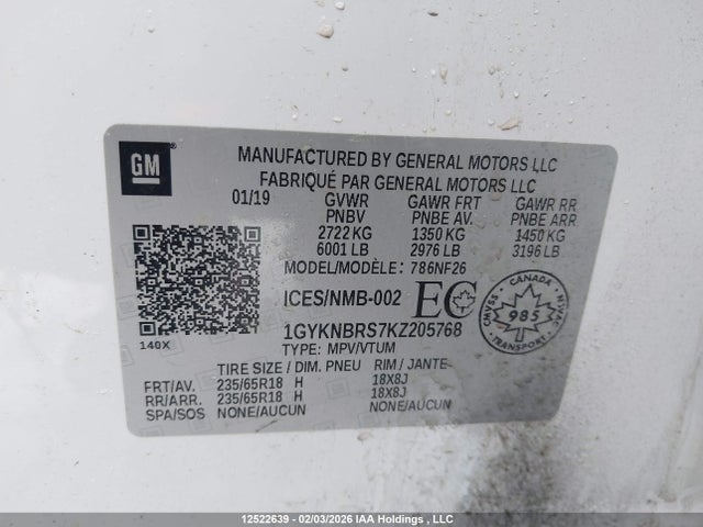 1GYKNBRS7KZ205768 Cadillac XT5