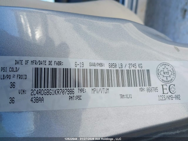 2C4RDGBG1KR707986 Dodge Grand Caravan Se