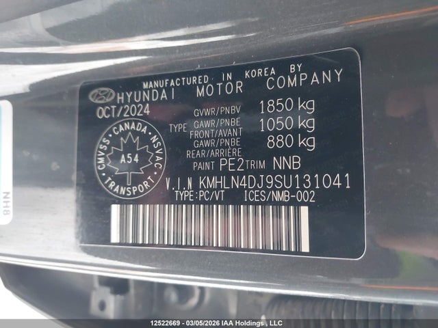 KMHLN4DJ9SU131041 Hyundai Elantra Hybrid Luxury