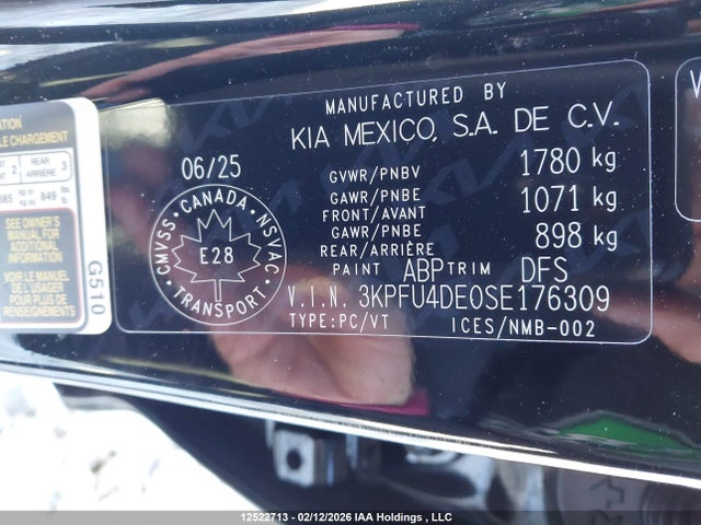2025 Kia K4 Ex/ex+ მანქანა იყიდება აუქციონზე, vin: 3KPFU4DE0SE176309, აუქციონის ნომერი: 12522713