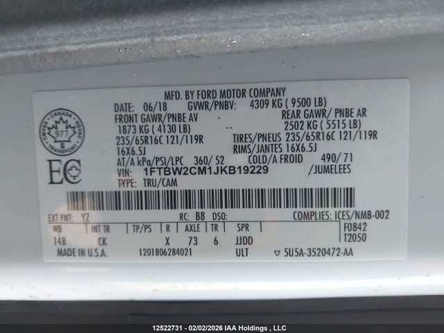 1FTBW2CM1JKB19229 Ford Transit T-350