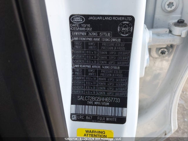 SALCT2BG5HH657733 Land Rover Discovery Sport Hse Luxury
