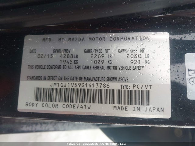 JM1GJ1V59G1413786 Mazda 6 TOURING