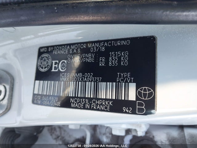 VNKKTUD3XJA093737 Toyota Yaris