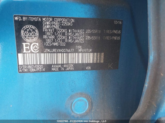 JTMJJREVXHD076677 Toyota Rav4 Hybrid Se