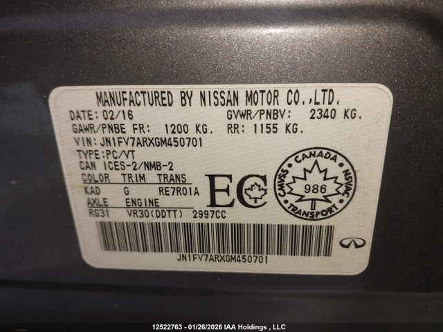 JN1FV7ARXGM450701 Infiniti Q50 Red Sport 400