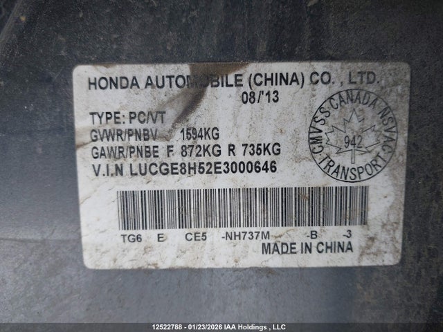 LUCGE8H52E3000646 Honda Fit