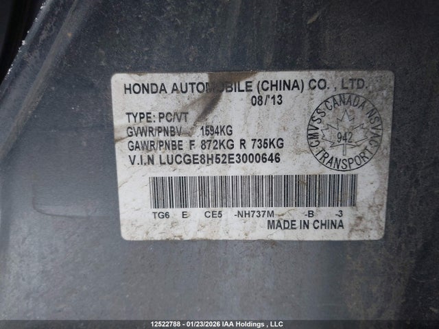 LUCGE8H52E3000646 Honda Fit