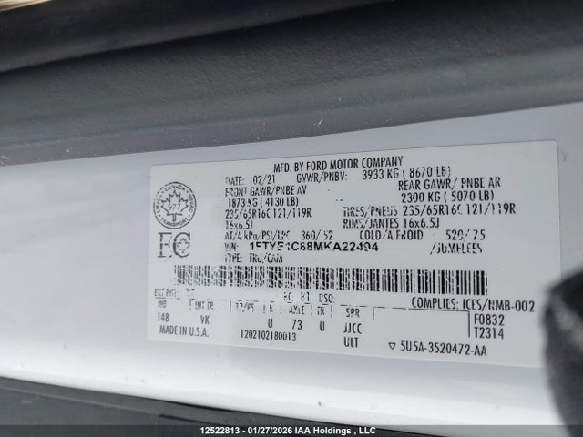 1FTYE1C88MKA22494 Ford Transit T-150