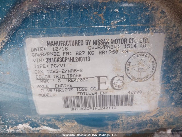 3N1CK3CP1HL240113 Nissan Micra