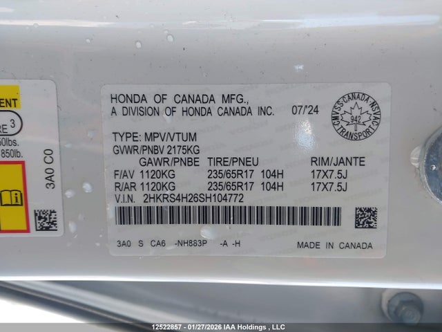 2HKRS4H26SH104772 Honda CR-V LX