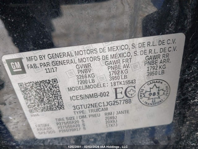 3GTU2NEC1JG257788 GMC Sierra K1500 Slt