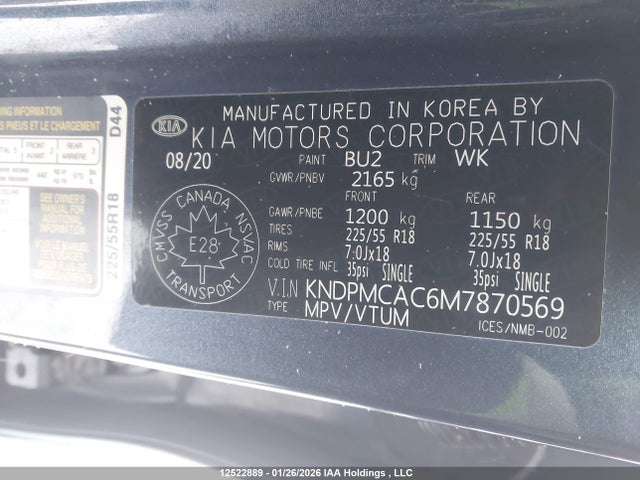 Продаж на аукціоні авто 2021 Kia Sportage, vin: KNDPMCAC6M7870569, номер лоту: 12522889