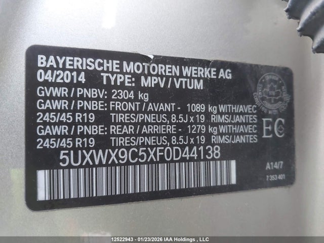 5UXWX9C5XF0D44138 BMW X3 Xdrive28i