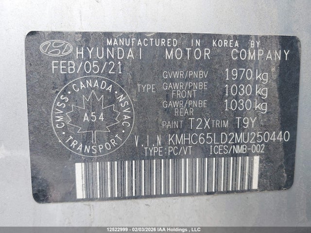 KMHC65LD2MU250440 Hyundai Ioniq Plug-in Hybrid Essential/preferred