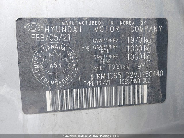 KMHC65LD2MU250440 Hyundai Ioniq Plug-in Hybrid Essential/preferred