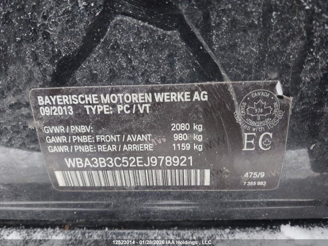 2014 Bmw 328 Xi მანქანა იყიდება აუქციონზე, vin: WBA3B3C52EJ978921, აუქციონის ნომერი: 12523014