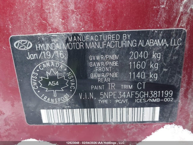 5NPE34AF5GH381199 Hyundai Sonata Sport Tech