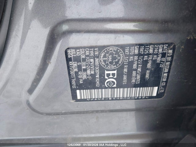 12523069 :رقم المزاد ، JN8BT3CB7PW182452 vin ، 2023 Nissan Rogue Sl مزاد بيع
