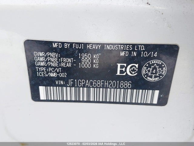 JF1GPAC68FH201886 Subaru Impreza 2.0i/2.0i Touring Package