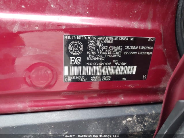 12523071 :رقم المزاد ، 2T3R1RFV3RW439097 vin ، 2024 Toyota Rav4 Xle/xle Premium مزاد بيع