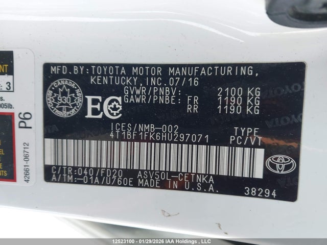4T1BF1FK6HU297071 Toyota CAMRY LE